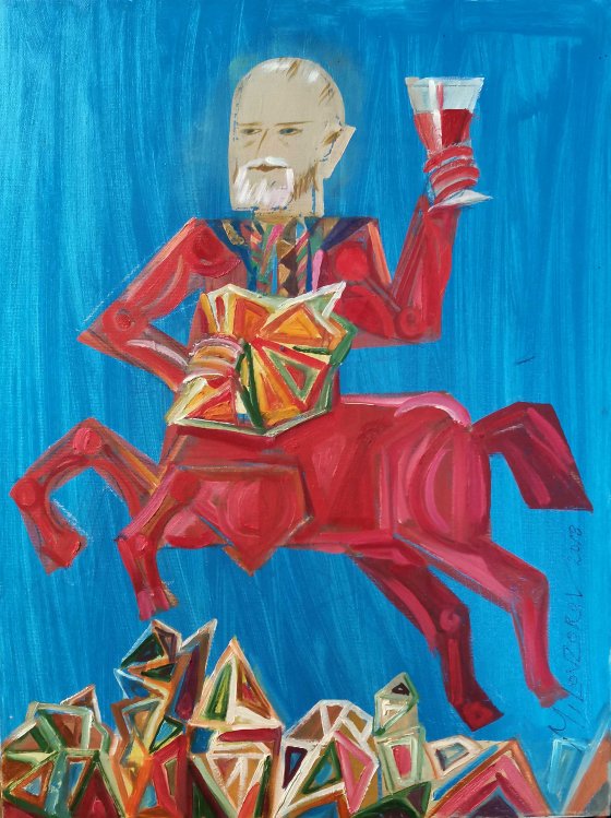 Oleksandr Milovzorov, Self-portrait on a red horse, 2018, Imagine Point